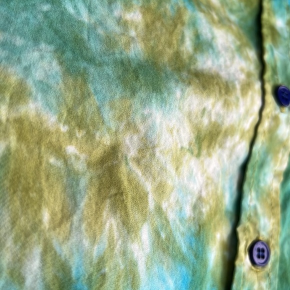 Big Bud Press Tie Dye Button Up Shirt Blue Green Size XS Unisex - Picture 3 of 10